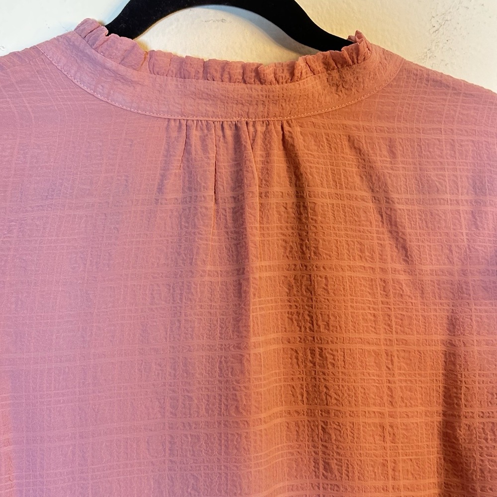 Les Serein Pink Ruffle Sleeve Blouse Women's XL V-Neck Flutter Top New with Tags - Picture 7 of 12